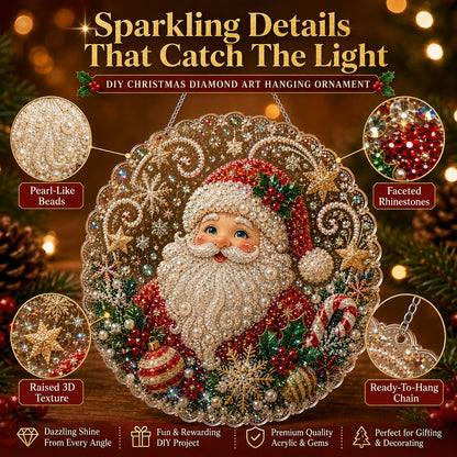 Premium Christmas Pearl Diamond Art Ornament Kit | DIY Holiday Hanging Decor