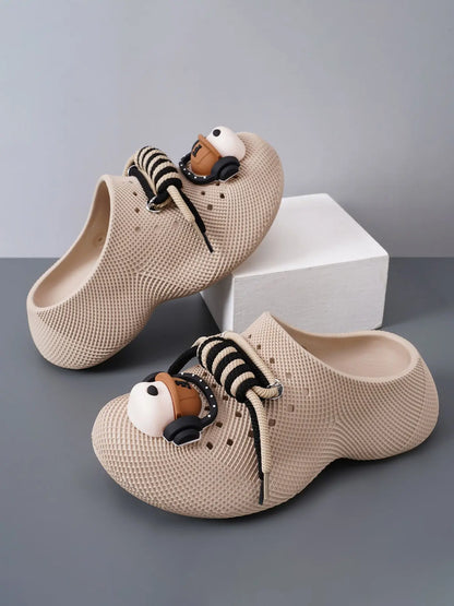 Women's Cartoon Print EVA Slippers – Lace-Up, Lightweight