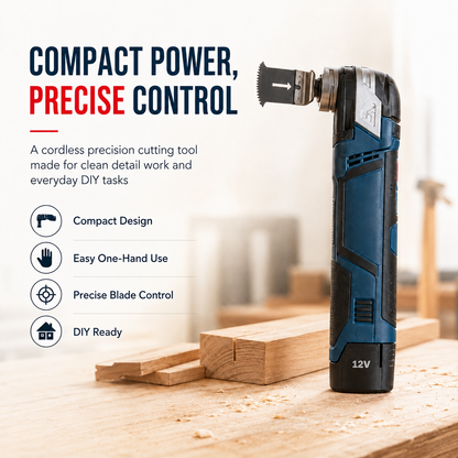 12V Cordless Precision Cutter – Compact Multi-Function DIY Detail & Plunge Cutting Tool