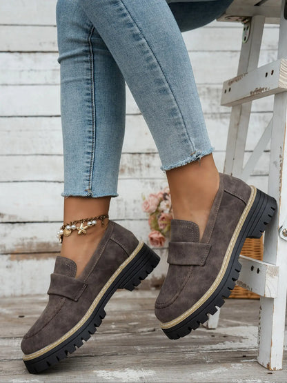 Women's Vintage Faux Leather Shoes – Wide Fit