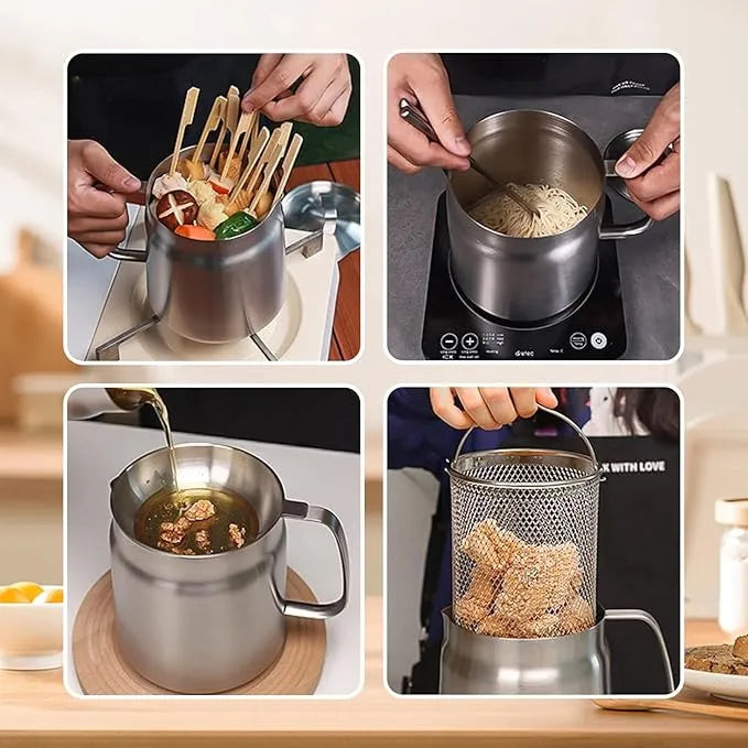 Hot Sale 50% OFF | Stainless Steel Deep Fryer Pot | Fry, Strain & Store Oil with Ease