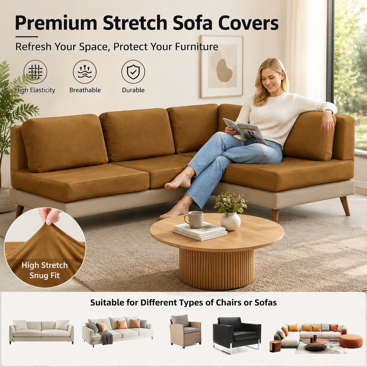 Stretch Sofa Cushion Covers — Only $9.99 Per Cover