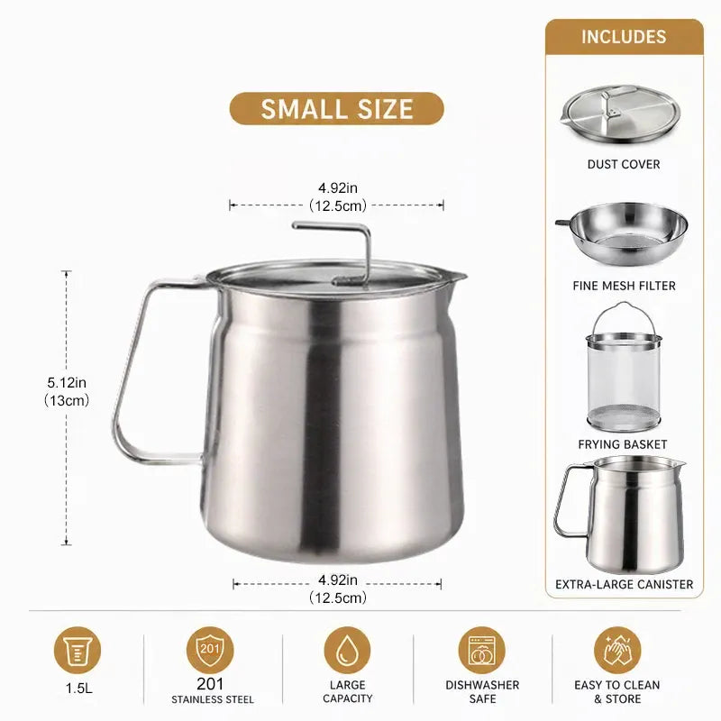 Hot Sale 50% OFF | Stainless Steel Deep Fryer Pot | Fry, Strain & Store Oil with Ease