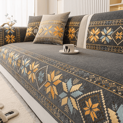 Non-Slip Bohemian Chenille Sofa Cushion Cover – Soft, boho pattern & machine washable – Non-slip backing, fits most sofas – perfect for cozy home decor or pet-friendly spaces