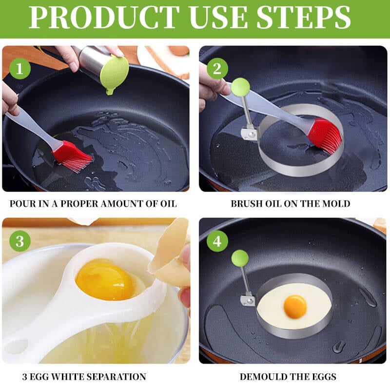 Premium Stainless Steel Egg Rings Molds – Easy Shaping for Perfect Breakfasts