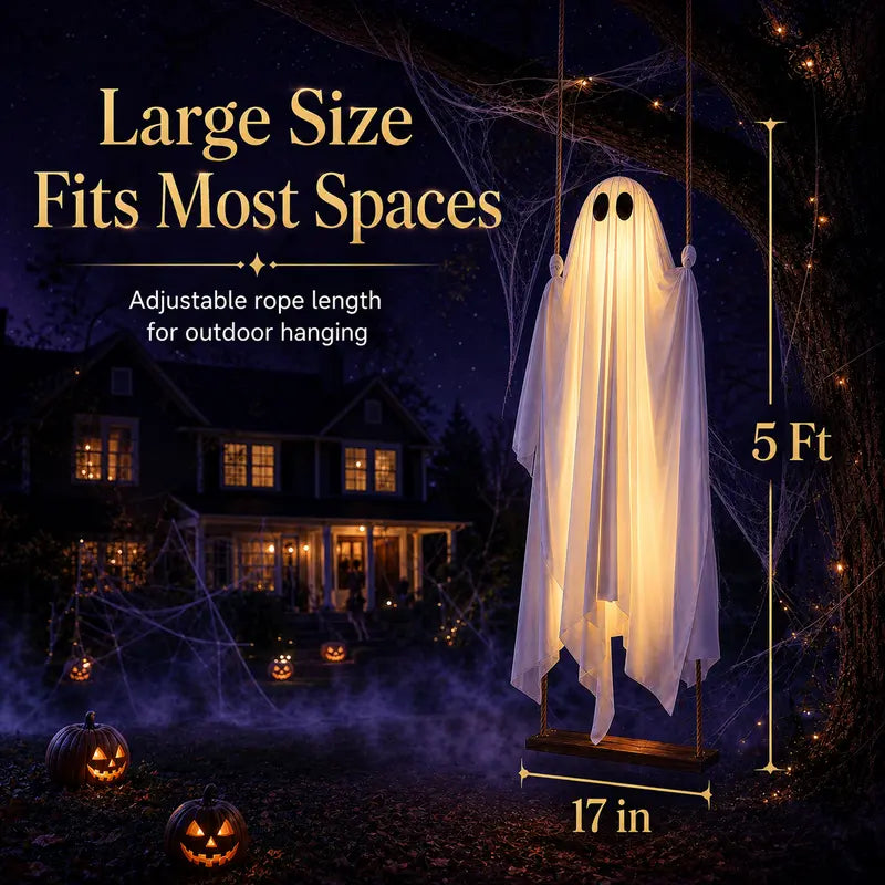 5FT Lighted Hanging Ghost Swing – Outdoor Halloween Decor