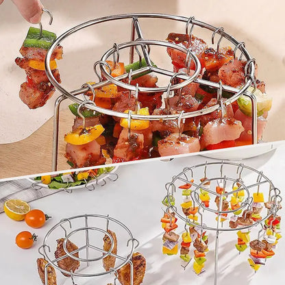 Air Fryer Skewer Rack, Round Grill with Stainless Steel
