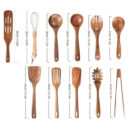 Davy | 11pc Heat-Resistant Wooden Utensil Set