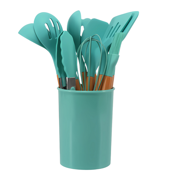 Davy | 12-Piece Silicone Kitchen Tool Set with Wooden Handles