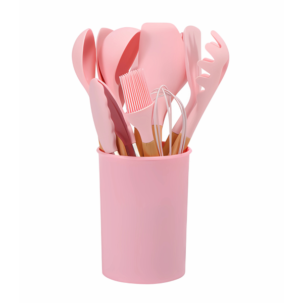 Davy | 12-Piece Silicone Kitchen Tool Set with Wooden Handles