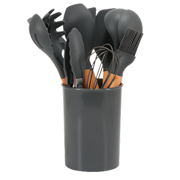 Davy | 12-Piece Silicone Kitchen Tool Set with Wooden Handles