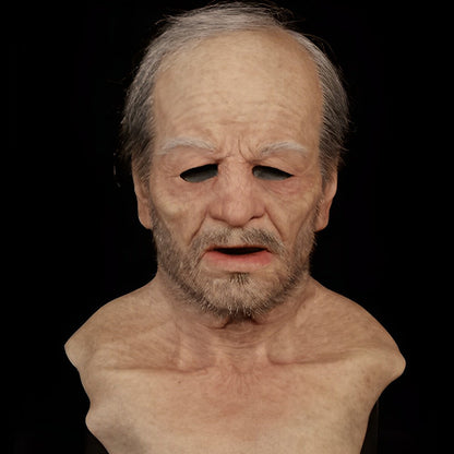 Davy | Realistic Old Man Mask Headwear Costume Accessory