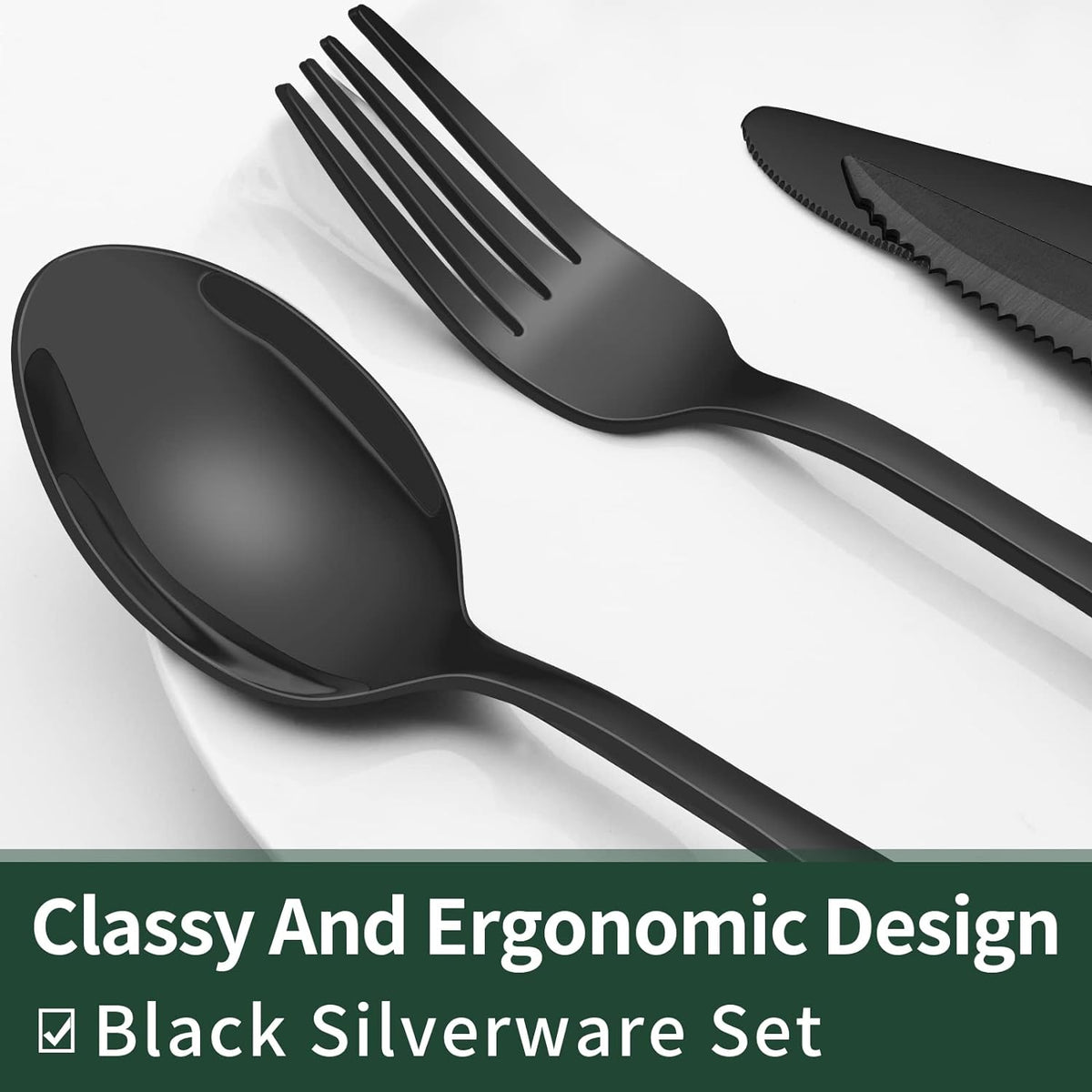 Davy | 24-Piece Cutlery Set | Stainless Steel | Black Design