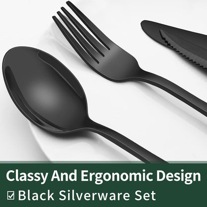 Davy | 24-Piece Cutlery Set | Stainless Steel | Black Design