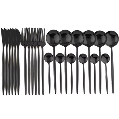 Davy | 24-Piece Cutlery Set | Stainless Steel | Black Design