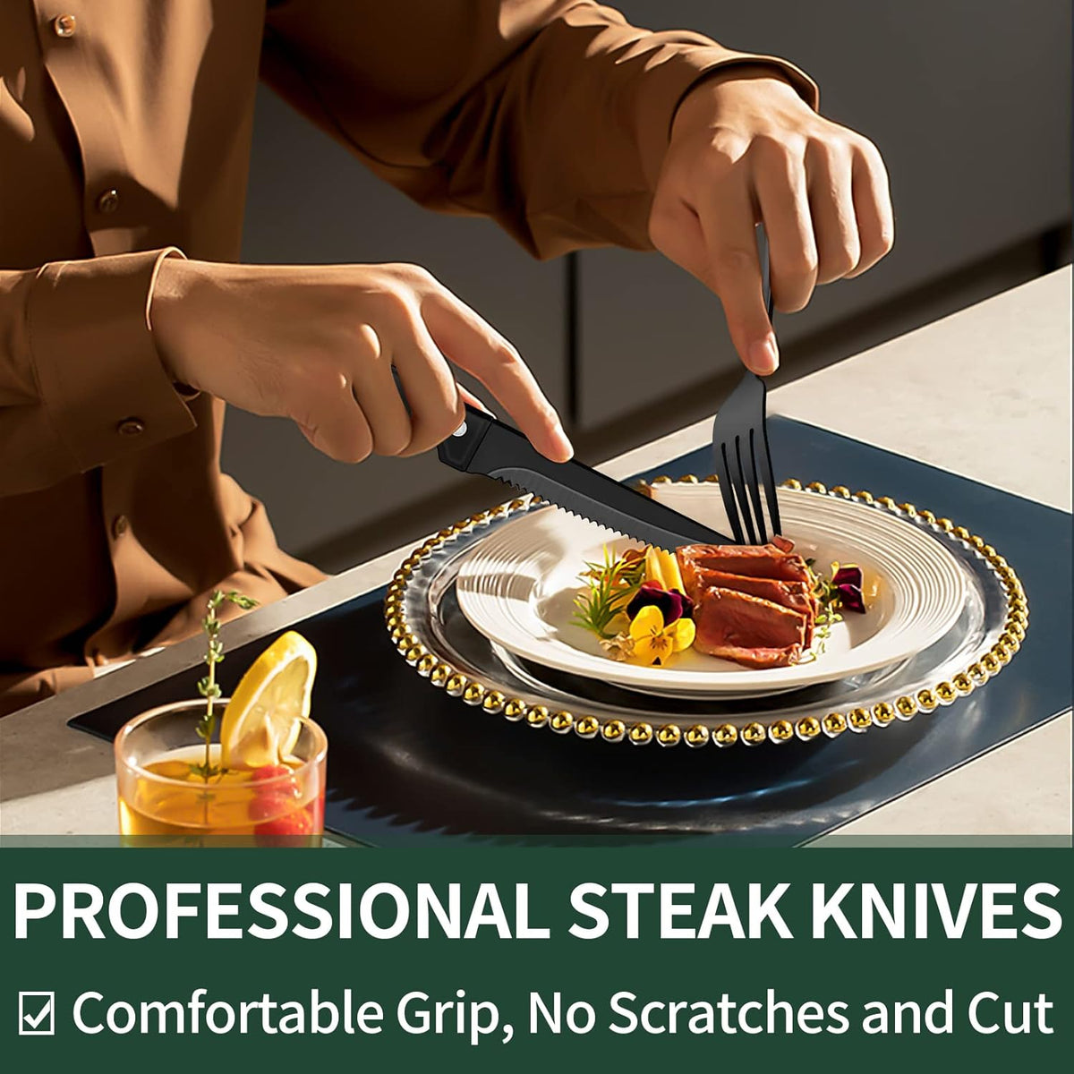 Davy | 24-Piece Cutlery Set | Stainless Steel | Black Design