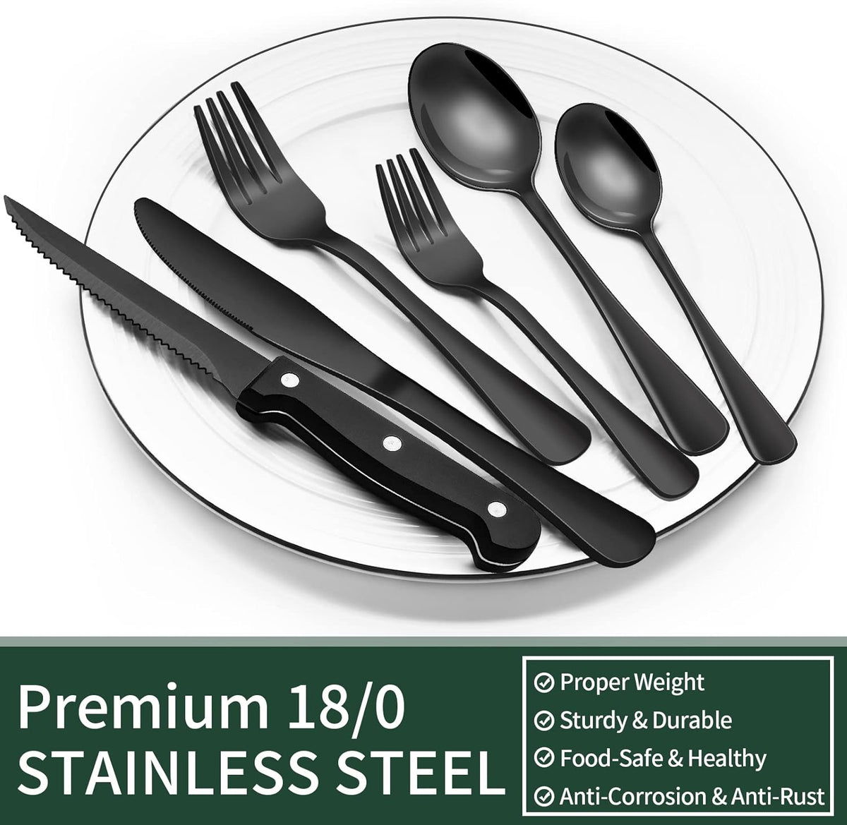 Davy | 24-Piece Cutlery Set | Stainless Steel | Black Design