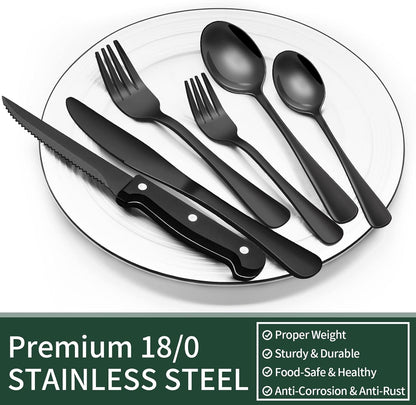 Davy | 24-Piece Cutlery Set | Stainless Steel | Black Design