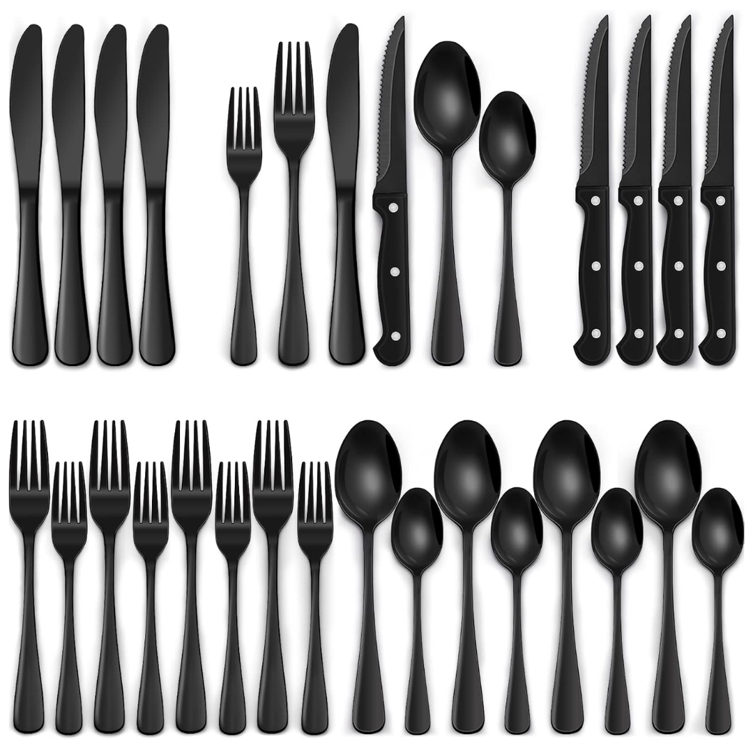 Davy | 24-Piece Cutlery Set | Stainless Steel | Black Design