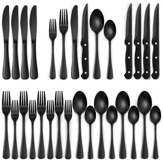 Davy | 24-Piece Cutlery Set | Stainless Steel | Black Design