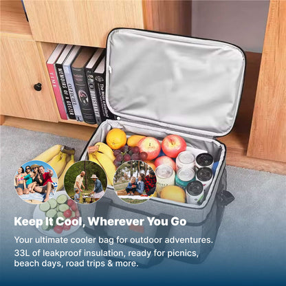 Davy | 33L Waterproof Cooler Bag | Insulated, Spacious & Ideal for Picnics, Beach Days, Hiking and Outdoor Activities
