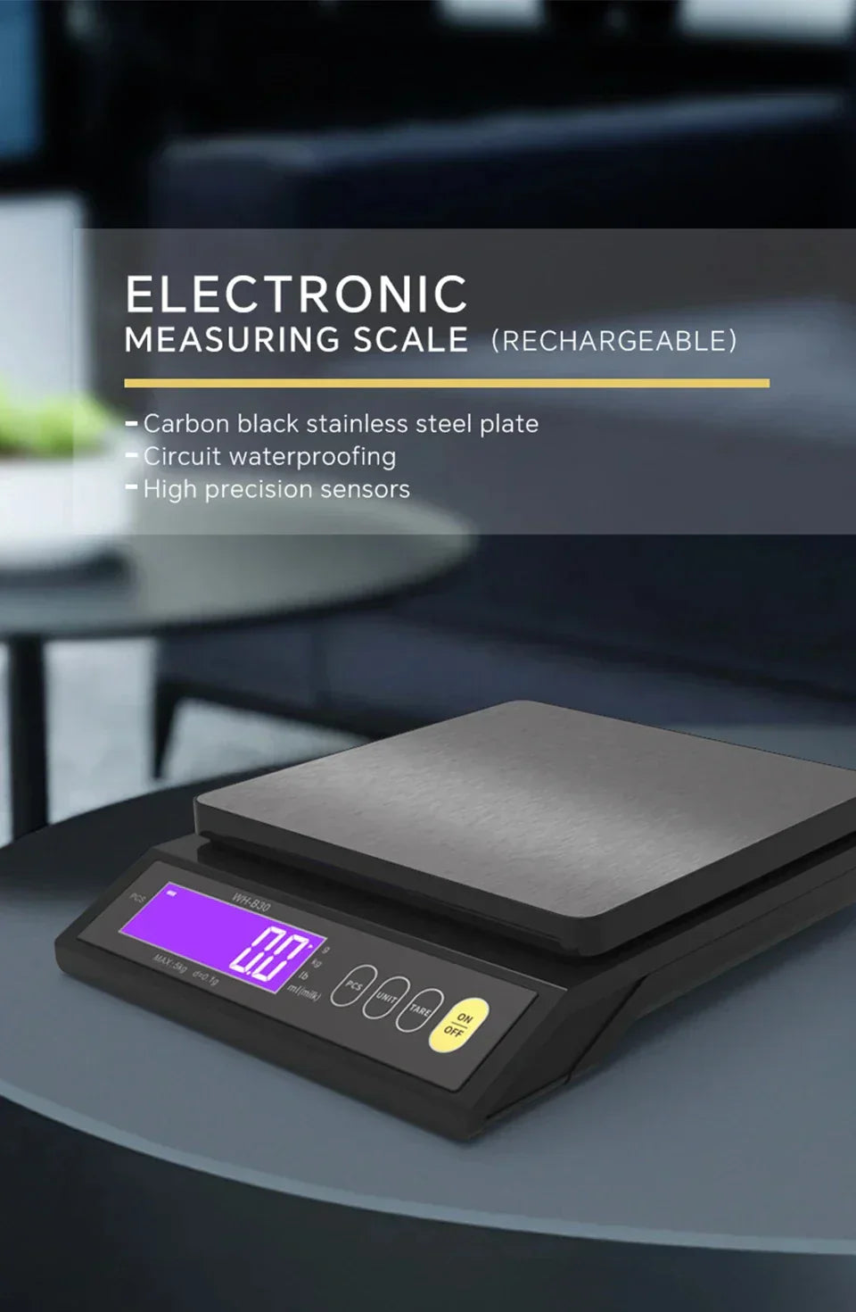 Davy | Stainless steel kitchen scale: 5kg/0.1g or 10kg/1g, waterproof