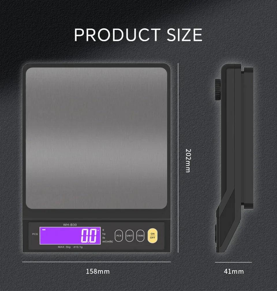 Davy | Stainless steel kitchen scale: 5kg/0.1g or 10kg/1g, waterproof