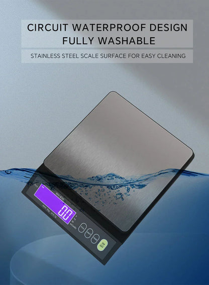 Davy | Stainless steel kitchen scale: 5kg/0.1g or 10kg/1g, waterproof