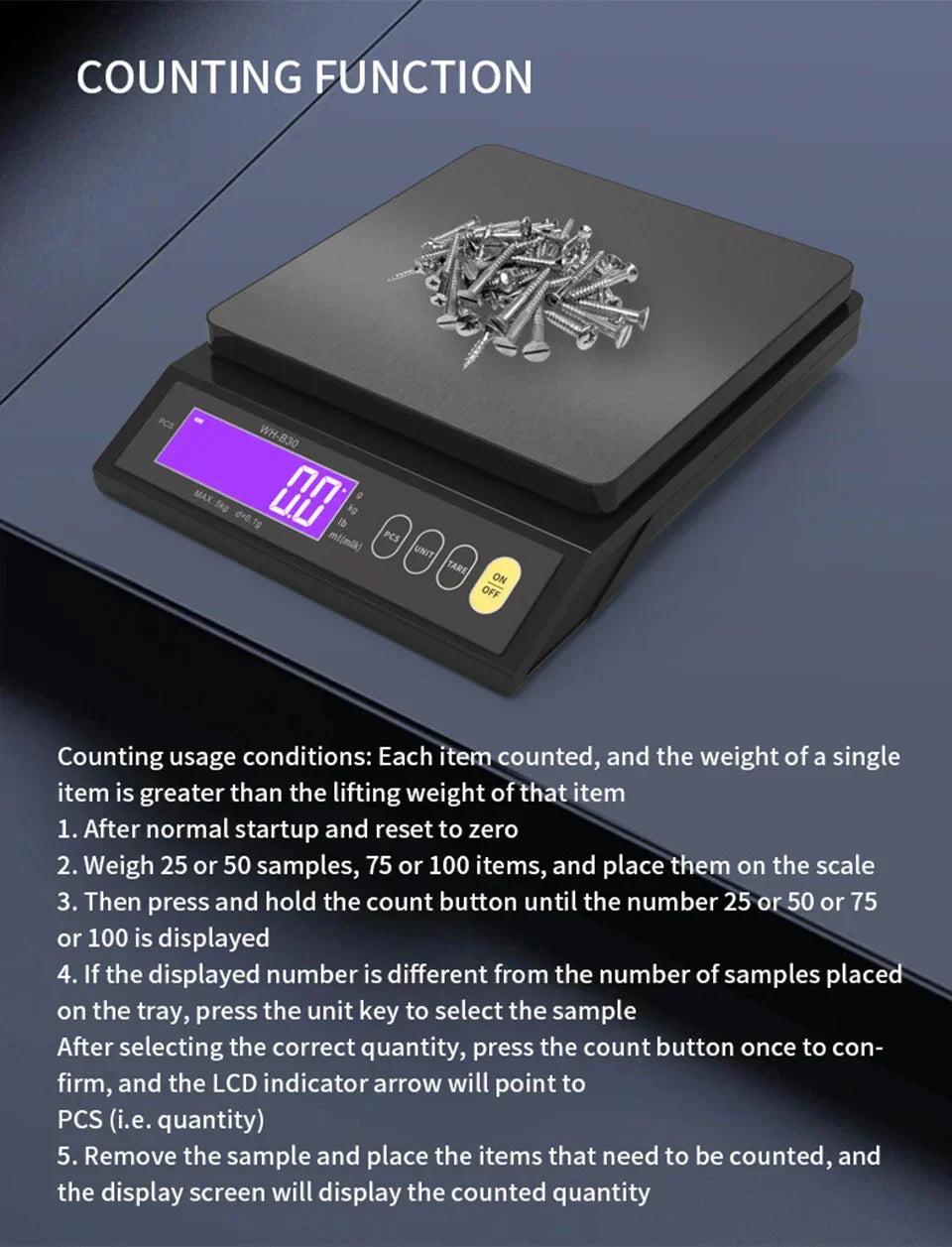 Davy | Stainless steel kitchen scale: 5kg/0.1g or 10kg/1g, waterproof