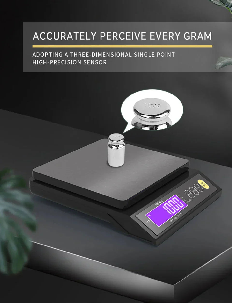 Davy | Stainless steel kitchen scale: 5kg/0.1g or 10kg/1g, waterproof