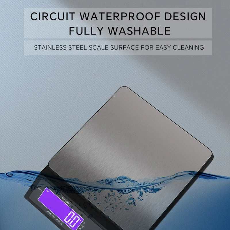 Davy | Stainless steel kitchen scale: 5kg/0.1g or 10kg/1g, waterproof
