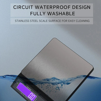 Davy | Stainless steel kitchen scale: 5kg/0.1g or 10kg/1g, waterproof
