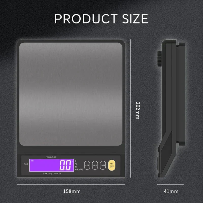 Davy | Stainless steel kitchen scale: 5kg/0.1g or 10kg/1g, waterproof