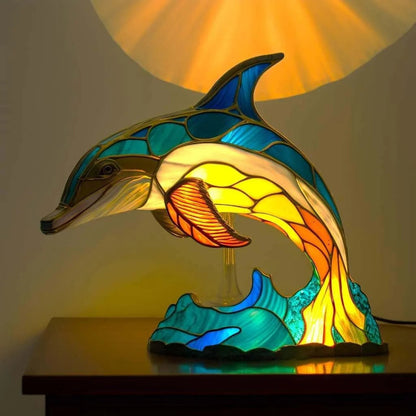 Davy | Animal Head Night Light - Stained Glass Style Accent Lamp