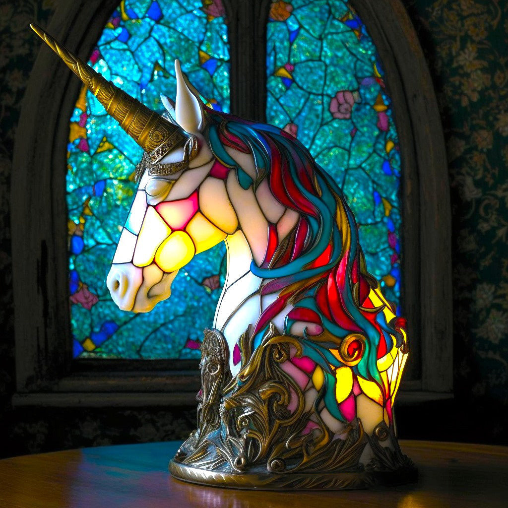 Davy | Animal Head Night Light - Stained Glass Style Accent Lamp