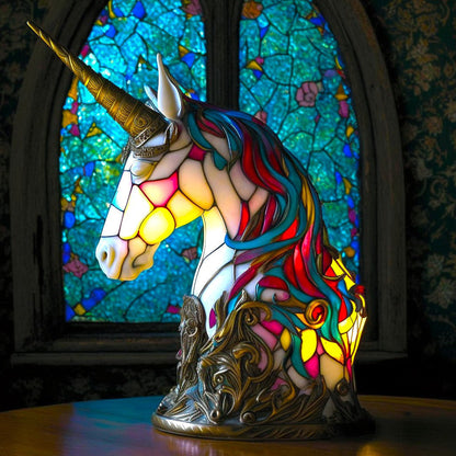 Davy | Animal Head Night Light - Stained Glass Style Accent Lamp