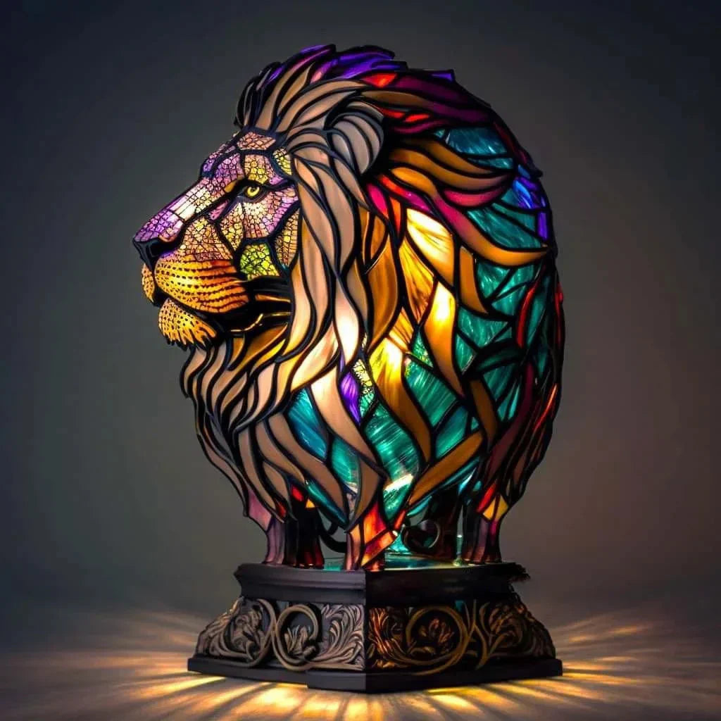 Davy | Animal Head Night Light - Stained Glass Style Accent Lamp
