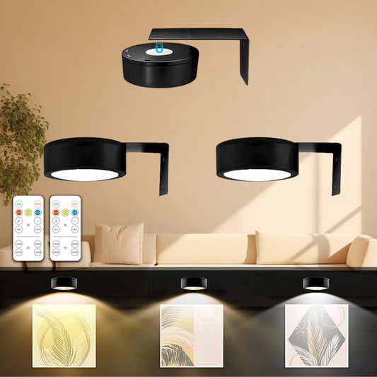 Davy | 3Pk Battery Powered Art Lights w/ Remote, 3 Color Temps & Dimming