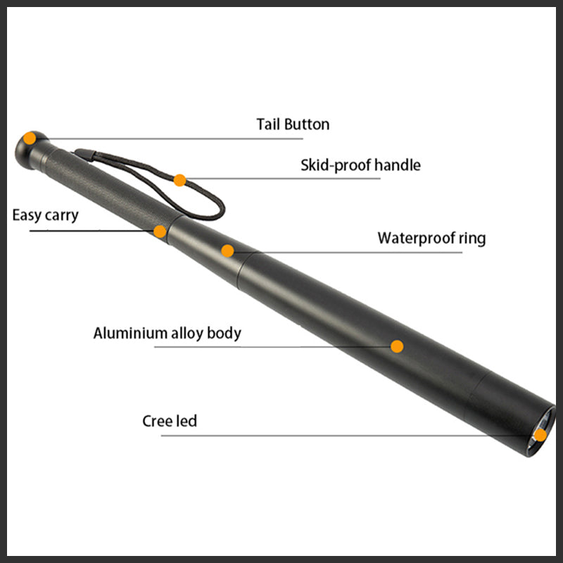 Davy | Baseball Bat Shaped LED Flashlight | Aluminum Alloy, 3 Lighting Modes | Emergency & Utility Use