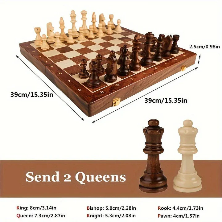 Davy | Chess Set in Premium Wood | Foldable with Magnetic Lock