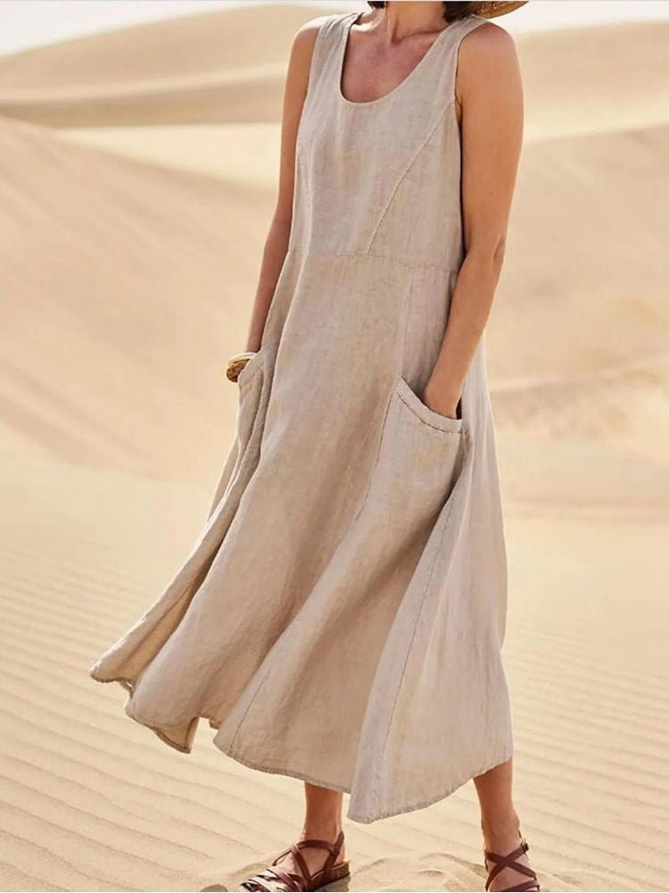 Breezy Linen Blend Midi Dress