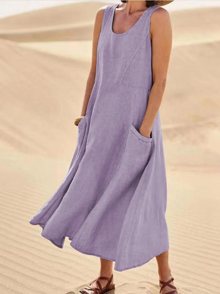 Breezy Linen Blend Midi Dress