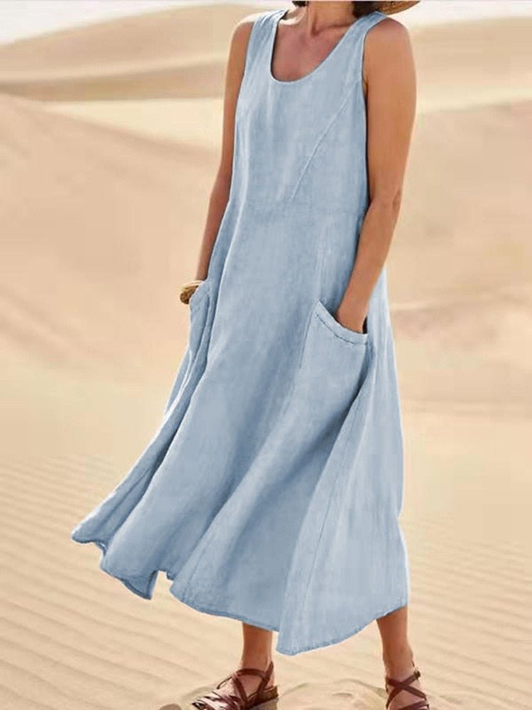 Breezy Linen Blend Midi Dress