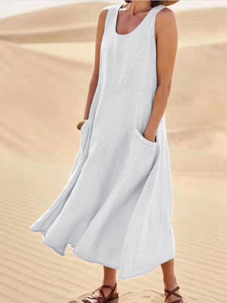 Breezy Linen Blend Midi Dress