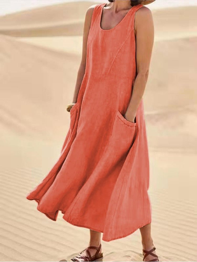 Breezy Linen Blend Midi Dress