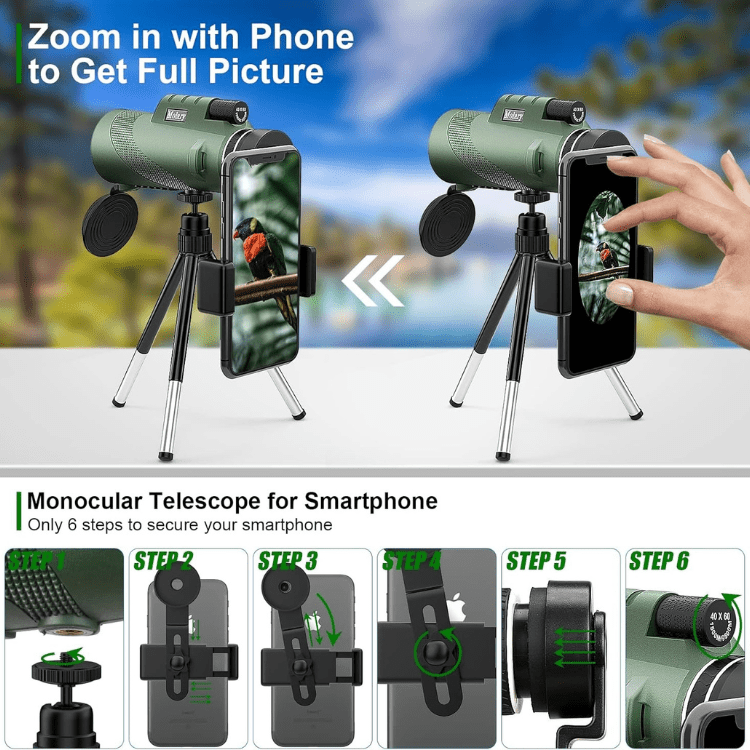 Davy | Compact 600x Ultra-Zoom Monocular | HD Lens, Lightweight & Perfect for Hiking, Birdwatching, and Sports Events