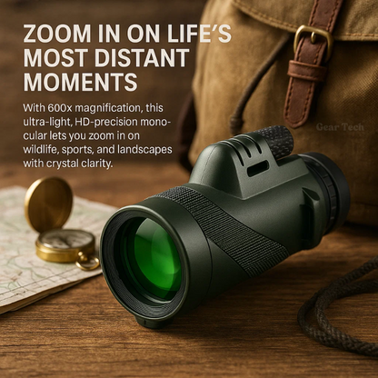 Davy | Compact 600x Ultra-Zoom Monocular | HD Lens, Lightweight & Perfect for Hiking, Birdwatching, and Sports Events