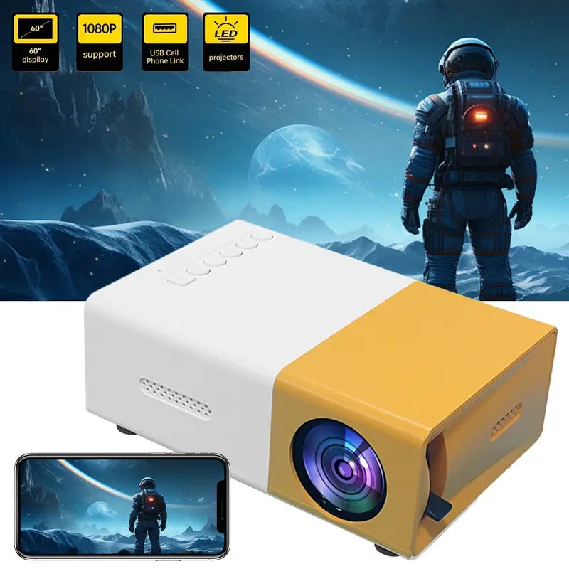 Davy | Compact LED Mini Projector with Built-in Speakers