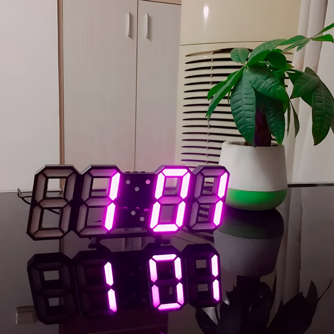 Davy | Modern 3D LED Wall Clock with Digital Time Display