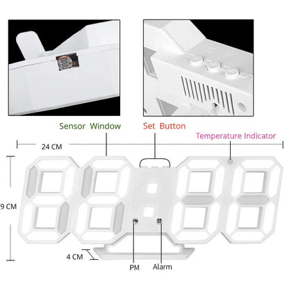 Davy | Digital 3D LED Wall Clock – Modern Design with Dimming Function and Optimal Visibility